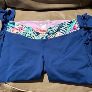 Lilly Pulitzer Blue and Pink Leggings with Tropical Print